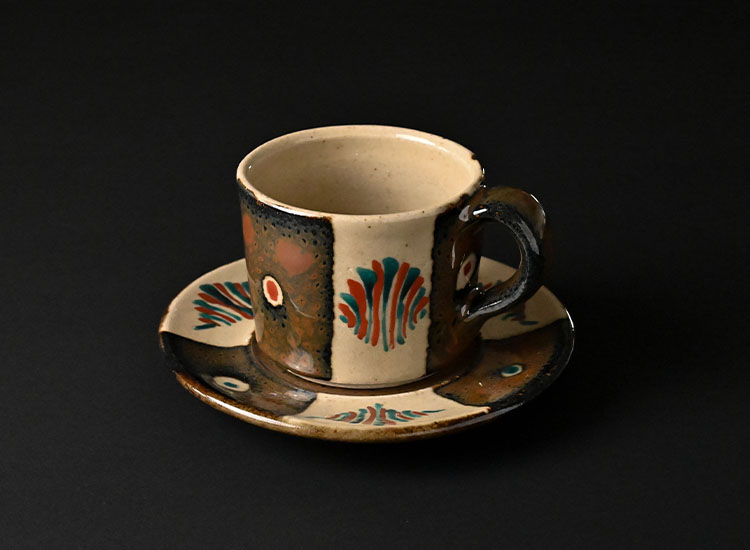 濱田友緒_柿釉赤絵コーヒー碗皿のイメージ